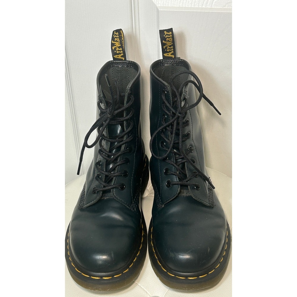 Dr Martens 1460 Black Leather Combat Boots Classic 8 Eye Lace Up‎ AirWair Size 7